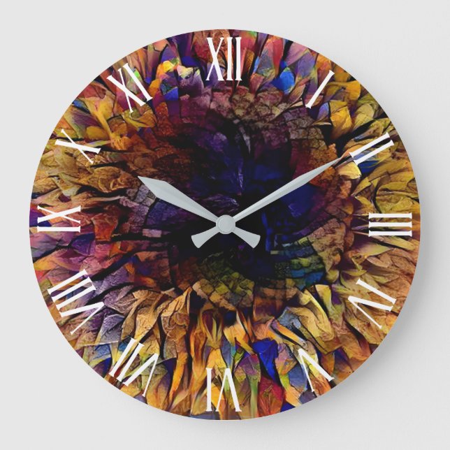 Insamling av Elegant från guld Tiger-solrosblomman Stor Klocka (Framsida)