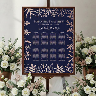 Insamling av elegant Navy & Ro Guld Blommigt Bröll Poster
