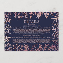 Insamling av elegant Navy & Ro Guld Blommigt Bröll Tilläggskort