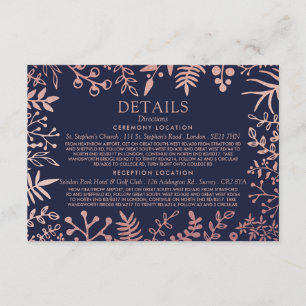 Insamling av elegant Navy & Ro Guld Blommigt Bröll Tilläggskort