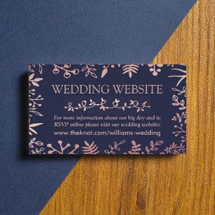 Insamling av elegant Navy & Ro Guld Blommigt Bröll Tilläggskort