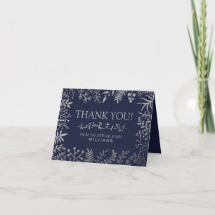 Insamling av elegant Navy & Silver Blommigt Bröllo Tack Kort