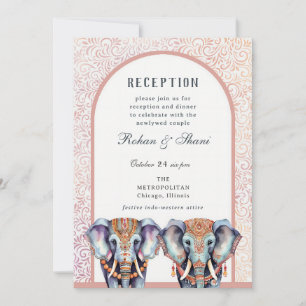 Insamling av Elephant Blommigt i indiska Bröllop Inbjudningar