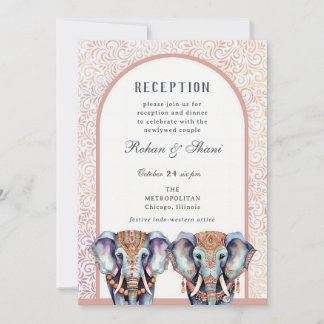 Insamling av Elephant Blommigt i indiska Bröllop Inbjudningar