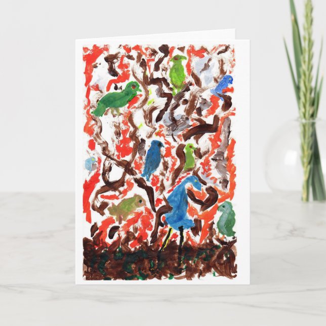 Insamling av fåglar i ett Träd-anteckningskort Kort (Framsida)