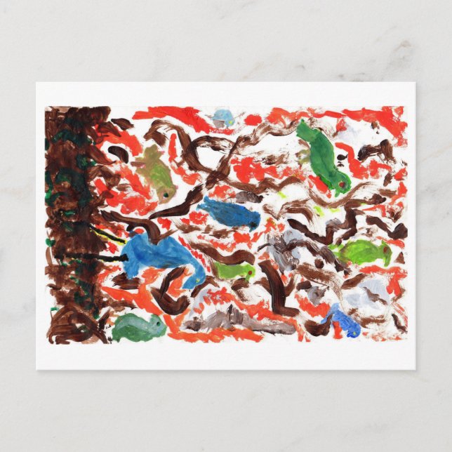 Insamling av fåglar på vykort i Träd (Framsida)