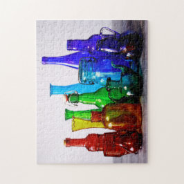 Insamling av färgat regnbågsglas, Flaska Pussel