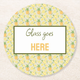 Insamling av frukt i Basket Mönster - Ananas Underlägg Papper Rund