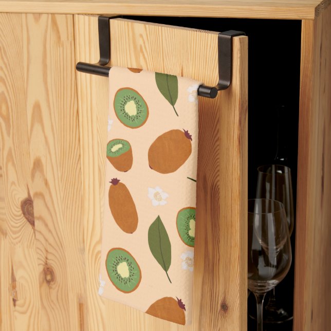 Insamling av frukt i Basket Mönster - Kiwi Kökshandduk (Thirds Fold)