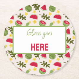 Insamling av frukt i Basket Mönster - Vattenmelon Underlägg Papper Rund