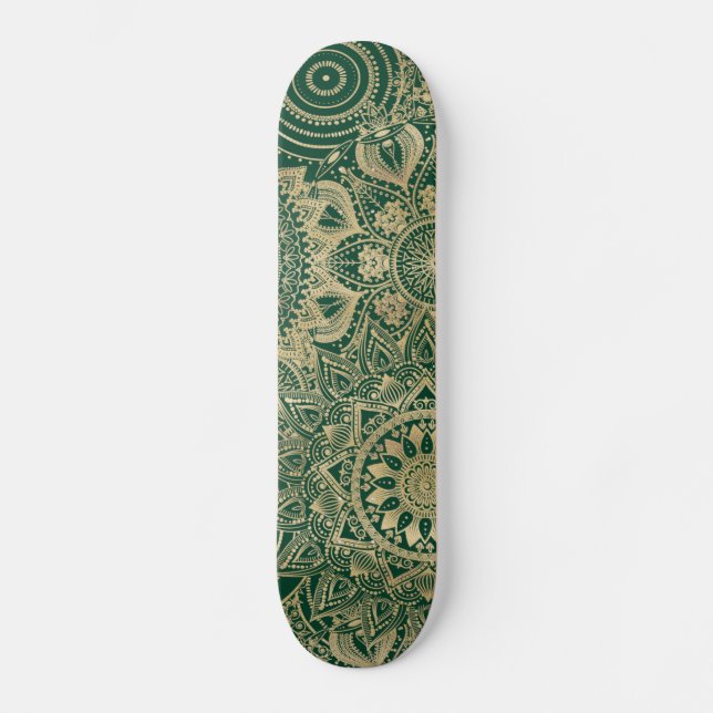 Insamling av grönt Guld Mandala Mini Skateboard Bräda 18,5 Cm (Framsida)