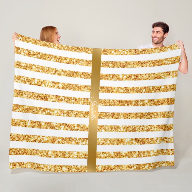 Insamling av guld Lodrät Glitter Boho Rand Fleecefilt (På plats)