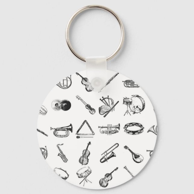 Insamling av klassiska musikinstrument nyckelring (Framsida)