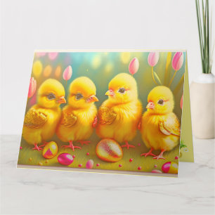 Insamling av kycklingar och blommor från Påsk Kort