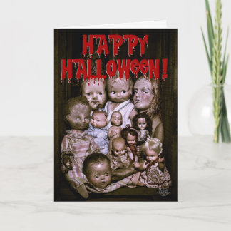 Insamling av läskiga Halloween-dockor. Kort