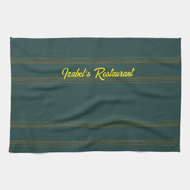 Insamling av lyxur Linen Popular Grönt Guld Strukt Kökshandduk (Horisontell)