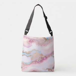 Insamling av marble Agate Popular Blue Rosa Guld Axelväska