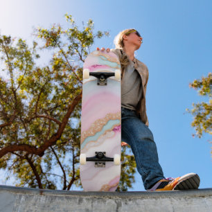 Insamling av marble Blue Rosa Agate-Trendig Mini Skateboard Bräda 18,5 Cm