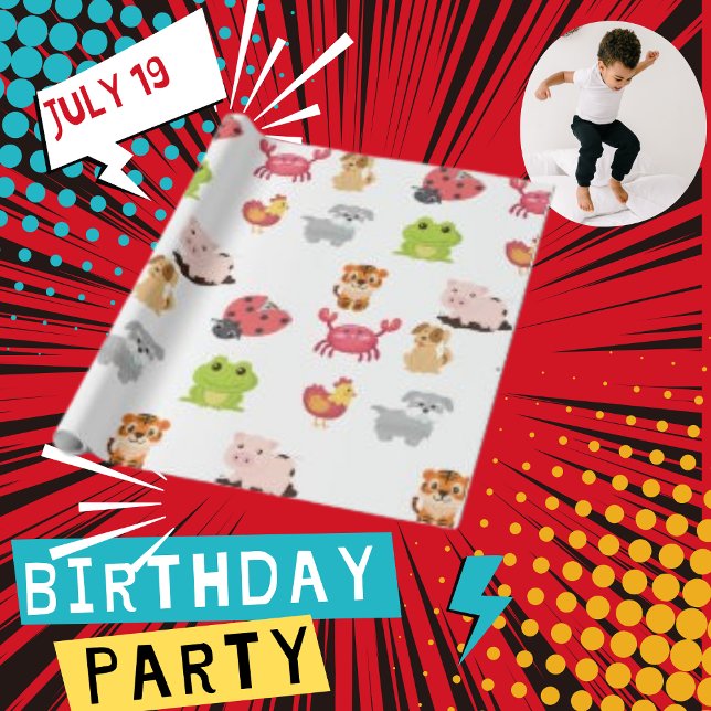 Insamling av minimal Tecknad för djur Presentpapper (Skapare uppladdad)