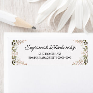 Insamling av peachy Blommigt Gräns-etikett Namn br Returadress Etikett