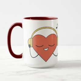 Insamling av Red Tecknad Heart Music Illustration Mugg