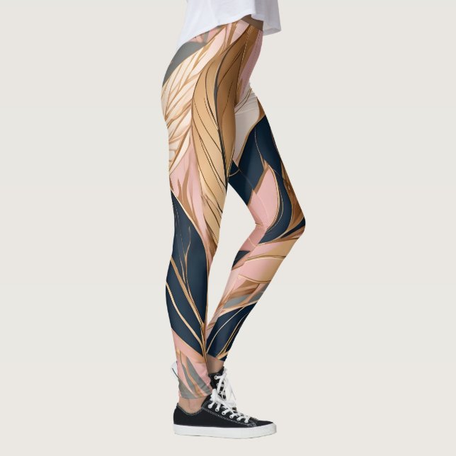 Insamling av  Rosa Guld Modern Boho Löv Collection Leggings (Höger)