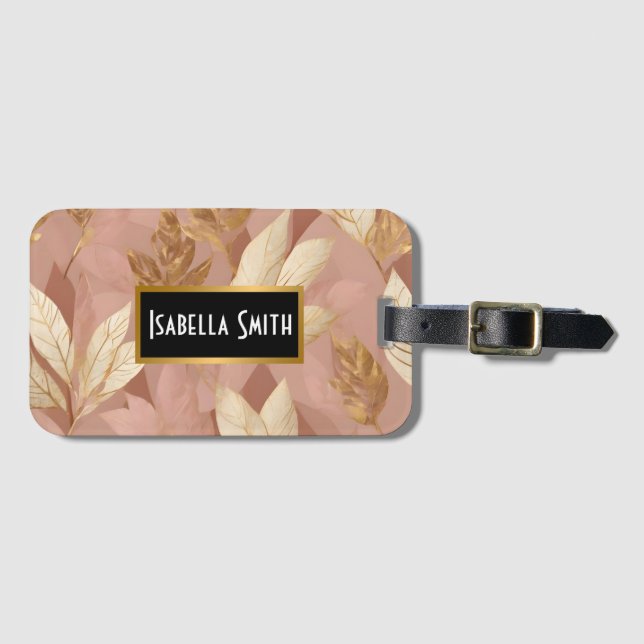Insamling av  Rosa Guld Trendig Boho Löv Bagagebricka (Framsida horisontal)