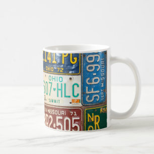 insamling av rostig registreringsskylt kaffemugg