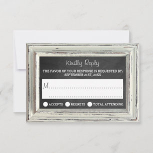 Insamling av Rustic White Ram & Chalkboard Bröllop OSA Kort