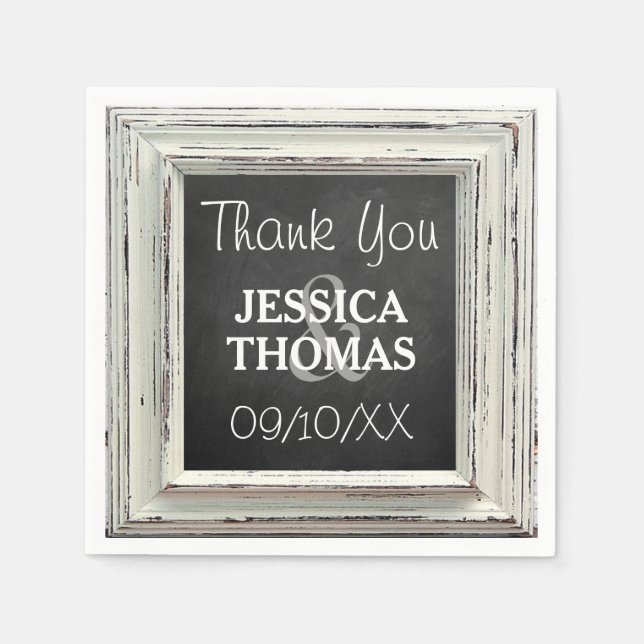 Insamling av Rustic White Ram & Chalkboard Bröllop Pappersservett (Framsidan)