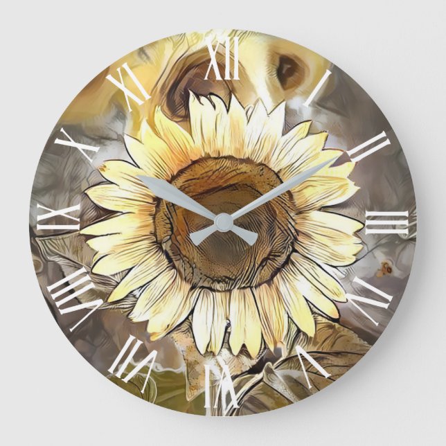 Insamling av solrosolja med vattenfärg, shining El Stor Klocka (Framsida)