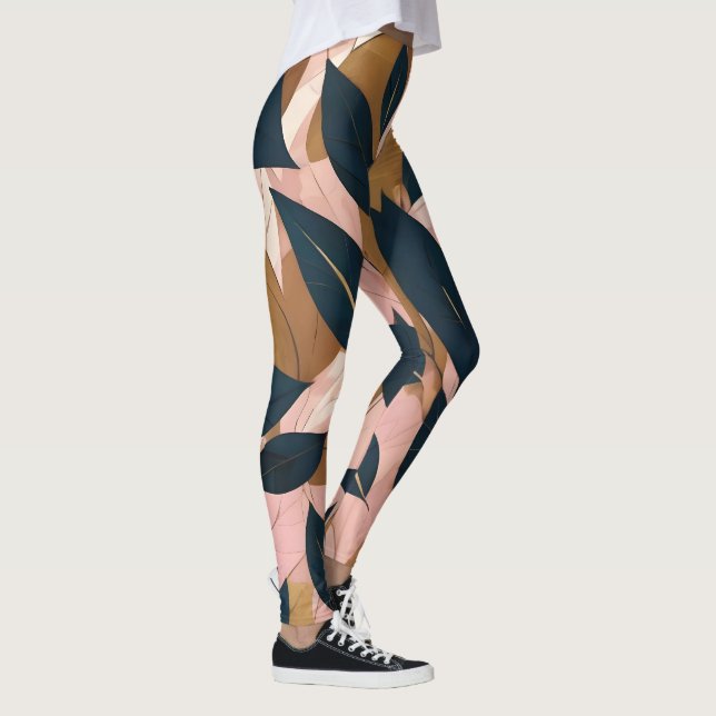 Insamling av Trendig för  Rosa Guld Boho Löv Leggings (Höger)