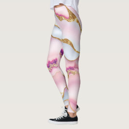 Insamling av Trendiget Light Blue Rosa Marble Agat Leggings