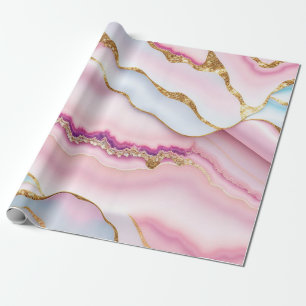 Insamling av Trendiget Light Blue Rosa Marble Agat Presentpapper