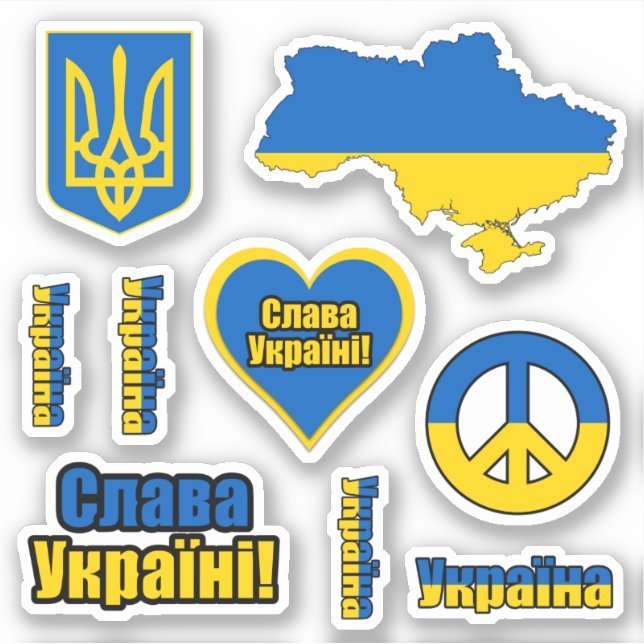 Insamling av ukrainsk-tematiska klistermärken (Framsida)