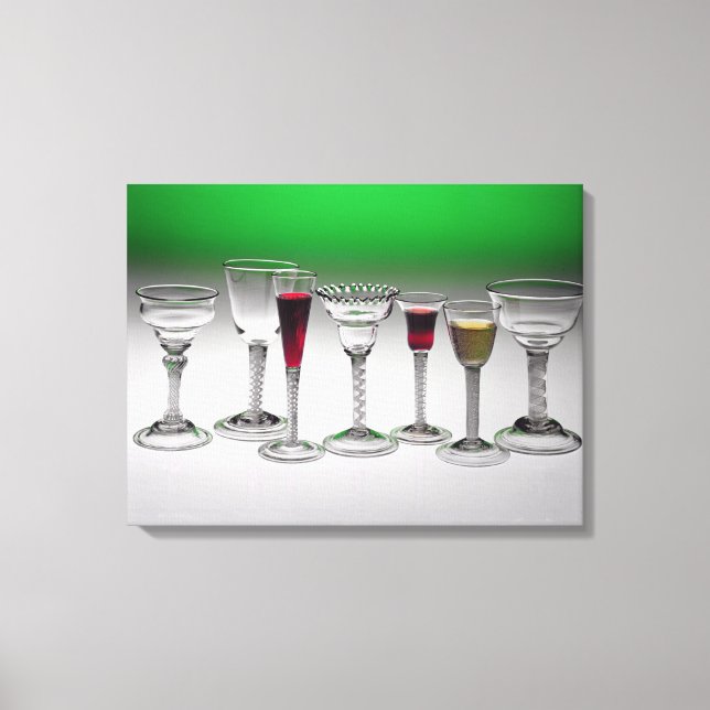 Insamling av vin-glas med skevningsstjälkar canvastryck (Framsida)