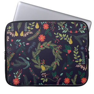 Insamling av Vintage Stil Hand plockade jul H Laptop Fodral