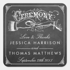 Insamlingen av Chalkboard Bröllop i Vintage Fyrkantigt Klistermärke