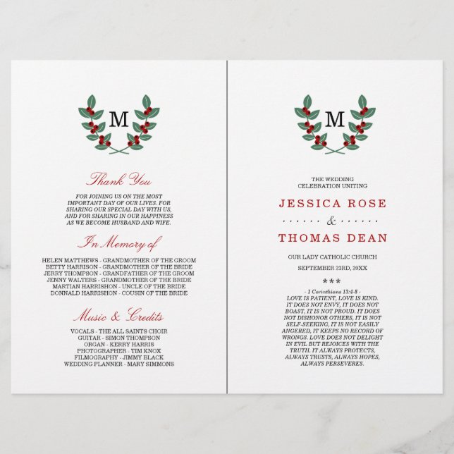 Insamlingen av Monogram Berry Bush Bröllop (Framsida)