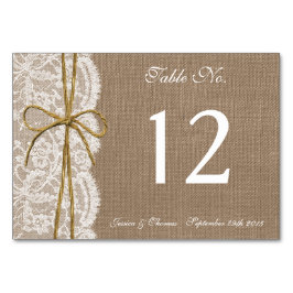 Insamlingen av Rustic Twine Bow Bröllop Bordsnummer