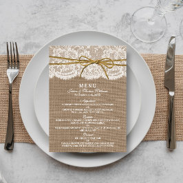 Insamlingen av Rustic Twine Bow Bröllop - Menu Meny
