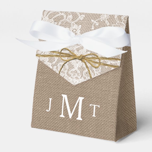 Insamlingen av Rustic Twine Bow Bröllop Presentaskar (Framsidan Sidan)