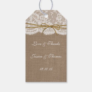 Insamlingen av Rustic Twine Bow Bröllop Presentetikett