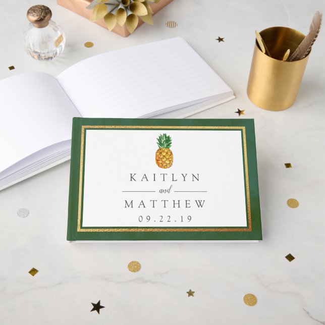 Insamlingen av tropiska ananas i Bröllop Gästböcker (Framsida öppen)