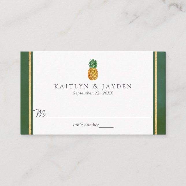 Insamlingen av tropiska ananas i Bröllop Placeringskort (Framsida)