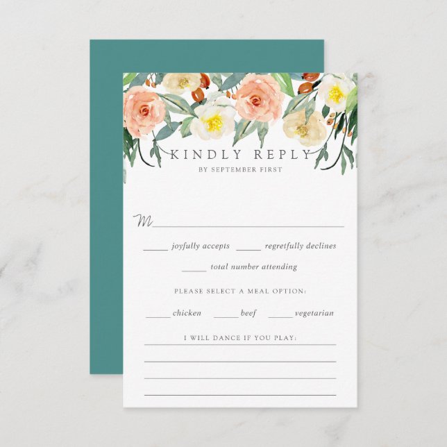 Insamlingen av Vår Blommar Bröllop OSA Kort (Fram/baksida)