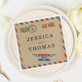 Insamlingen av Vintage Airmail Bröllop Pappersservett