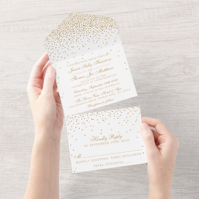 Insamlingen av Vintage Glam Guld Confetti Bröllop (Avrivbar del)
