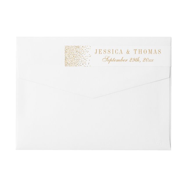 Insamlingen av Vintage Glam Guld Confetti Bröllop Etikettband (Baksidan)