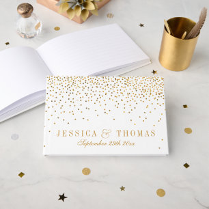Insamlingen av Vintage Glam Guld Confetti Bröllop Gästböcker
